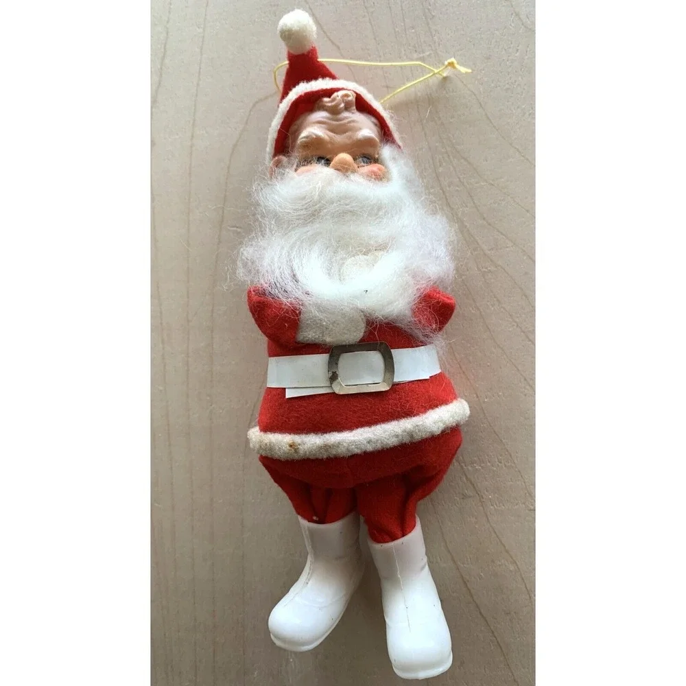 Vintage Santa Claus Christmas Ornament Plastic Felt Pipe Cleaner 7